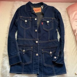 Levi long denim jean jacket